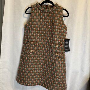 TUCKERNUCK "Jackie" Tweed Sleeveless dress/NWT/Braid Accent/Gold button/ Sz. MED